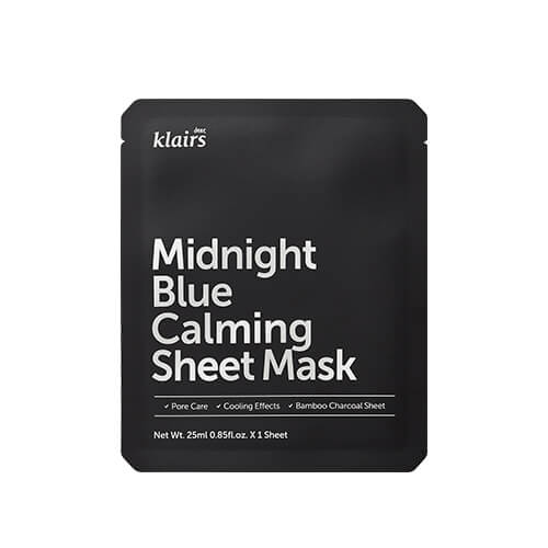 Успокаивающая тканевая маска с охлаждающим действием Dear, Klairs Midnight Blue Calming Sheet Mask