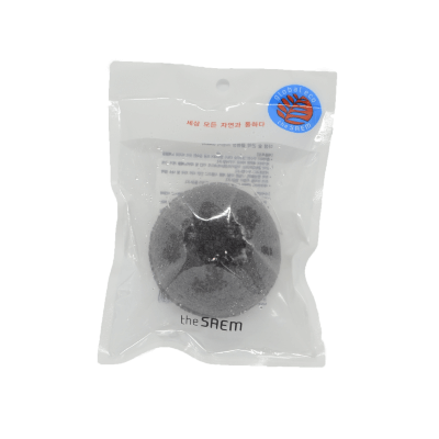 Спонж конняку с 100% древесным углем The Saem 100% Charcoal Jelly Cleansing Puff