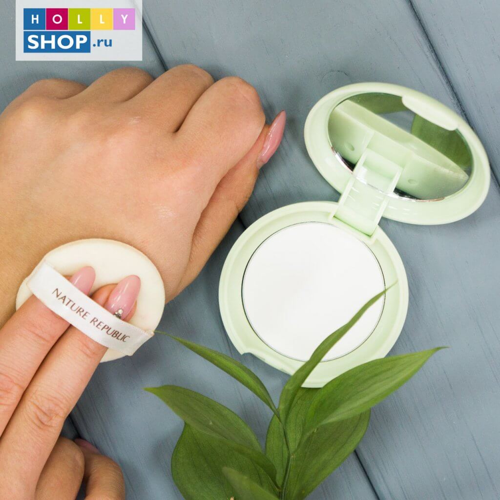 Прозрачная компактная пудра с экстрактом зелёного чая Nature Republic Botanical Green Tea Pore Pact Прозрачная компактная пудра с экстрактом зелёного чая Nature Republic Botanical Green Tea Pore Pact